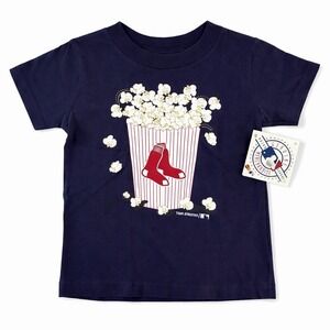Boston Red Sox Toddler T-Shirt Size 3T Navy Majestic Era MLB Popcorn Graphic NWT